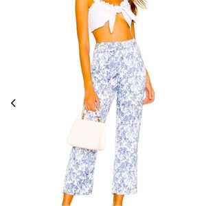 Lovers + Friends Revolve Blue and White Floral Pants S NWT